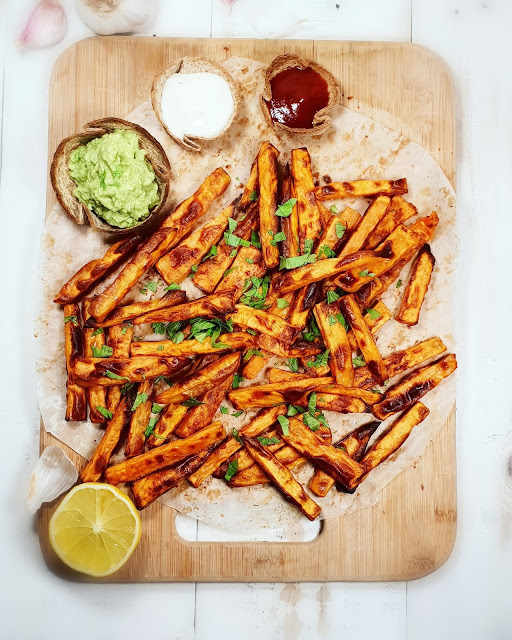 Frites de patates douces au four