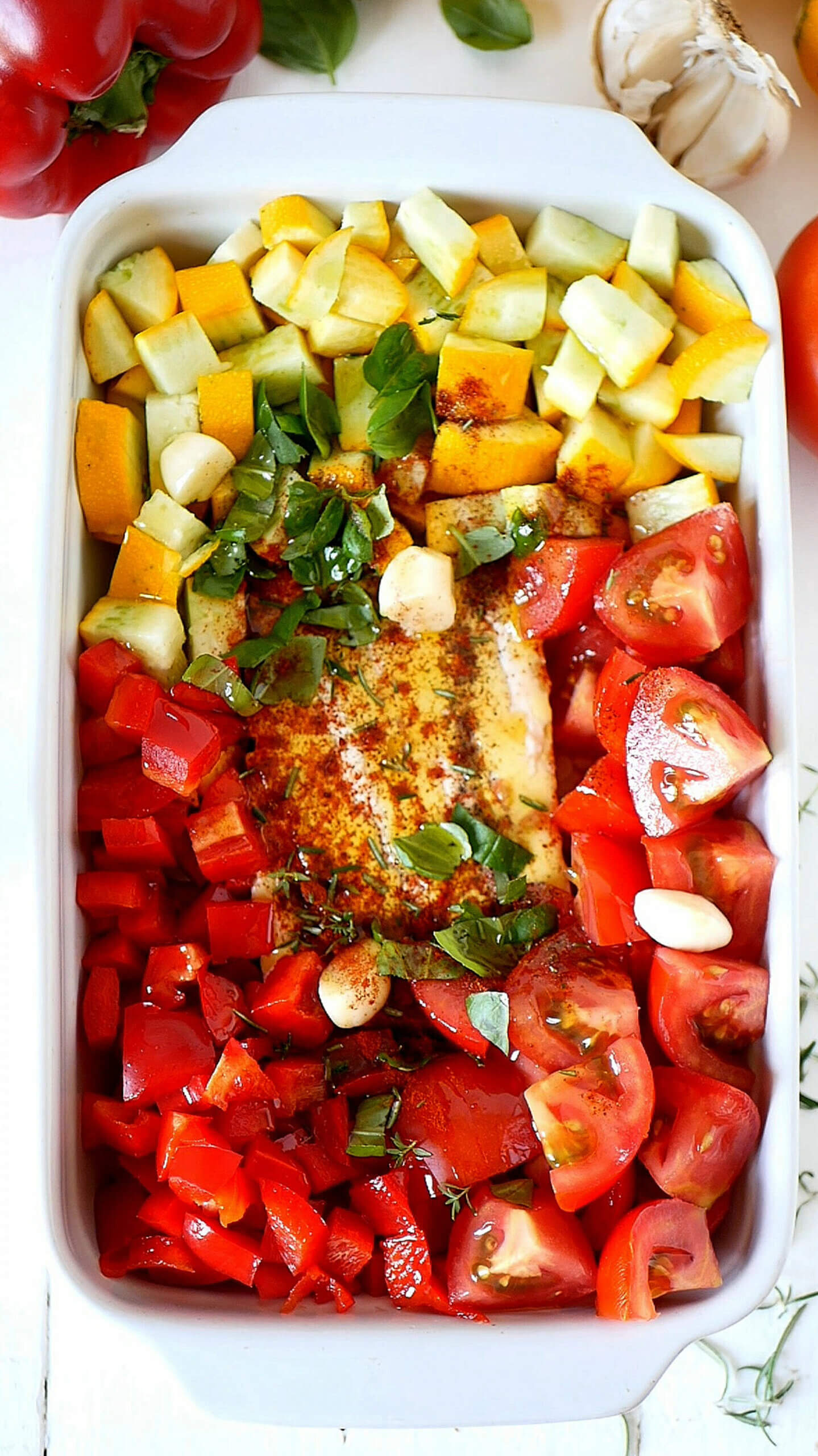 feta au four et ses légumes d'été grillés