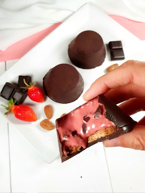 Bouchées choc'croc et son coeur crémeux fraise (sans gluten, sans lactose)