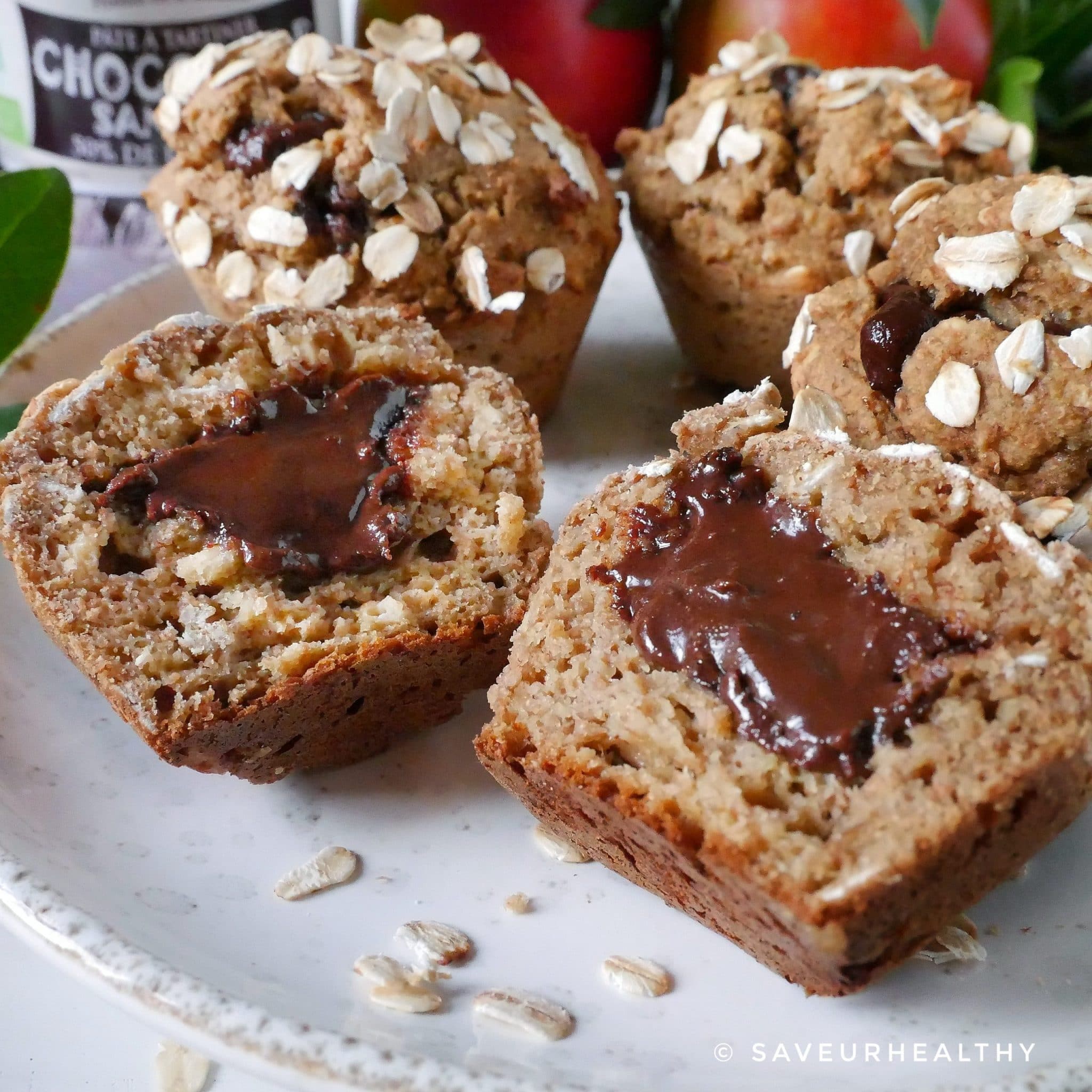 Muffins vegan, farine complète ig bas et compote de pommes