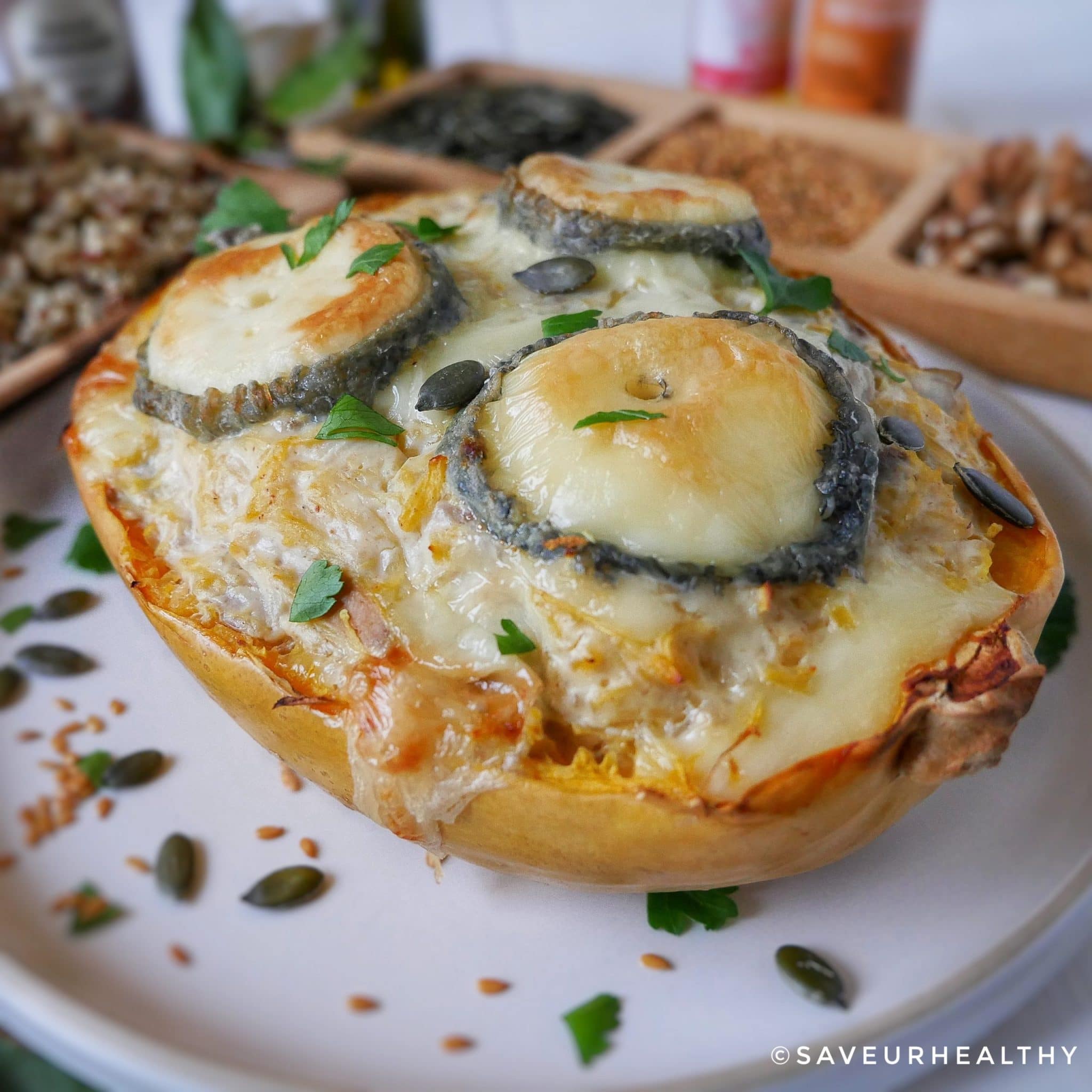 courge spaghetti farcie (végétarien-sans gluten)
