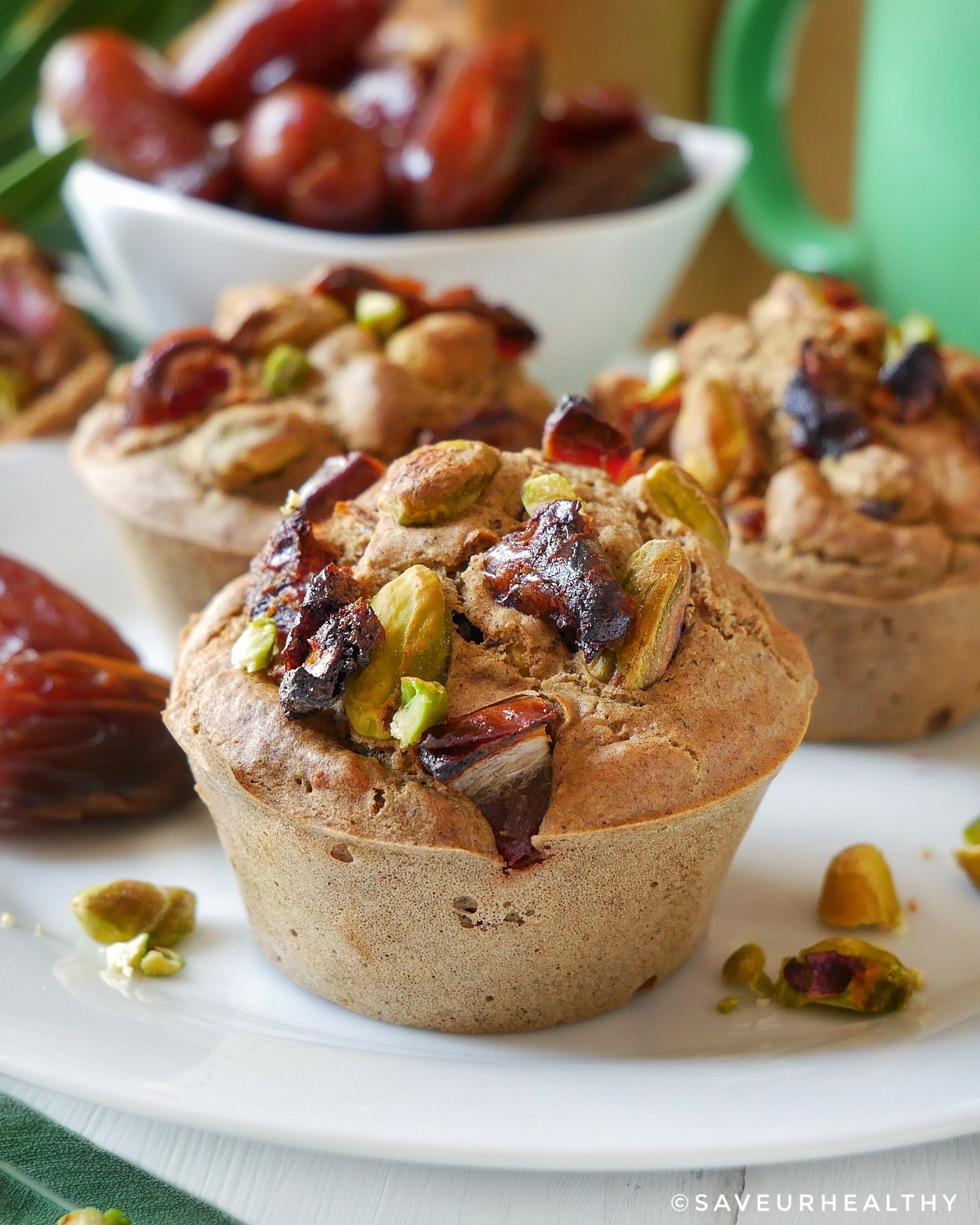 MUFFINS farine de sarrasin (sans gluten) datte/pistache