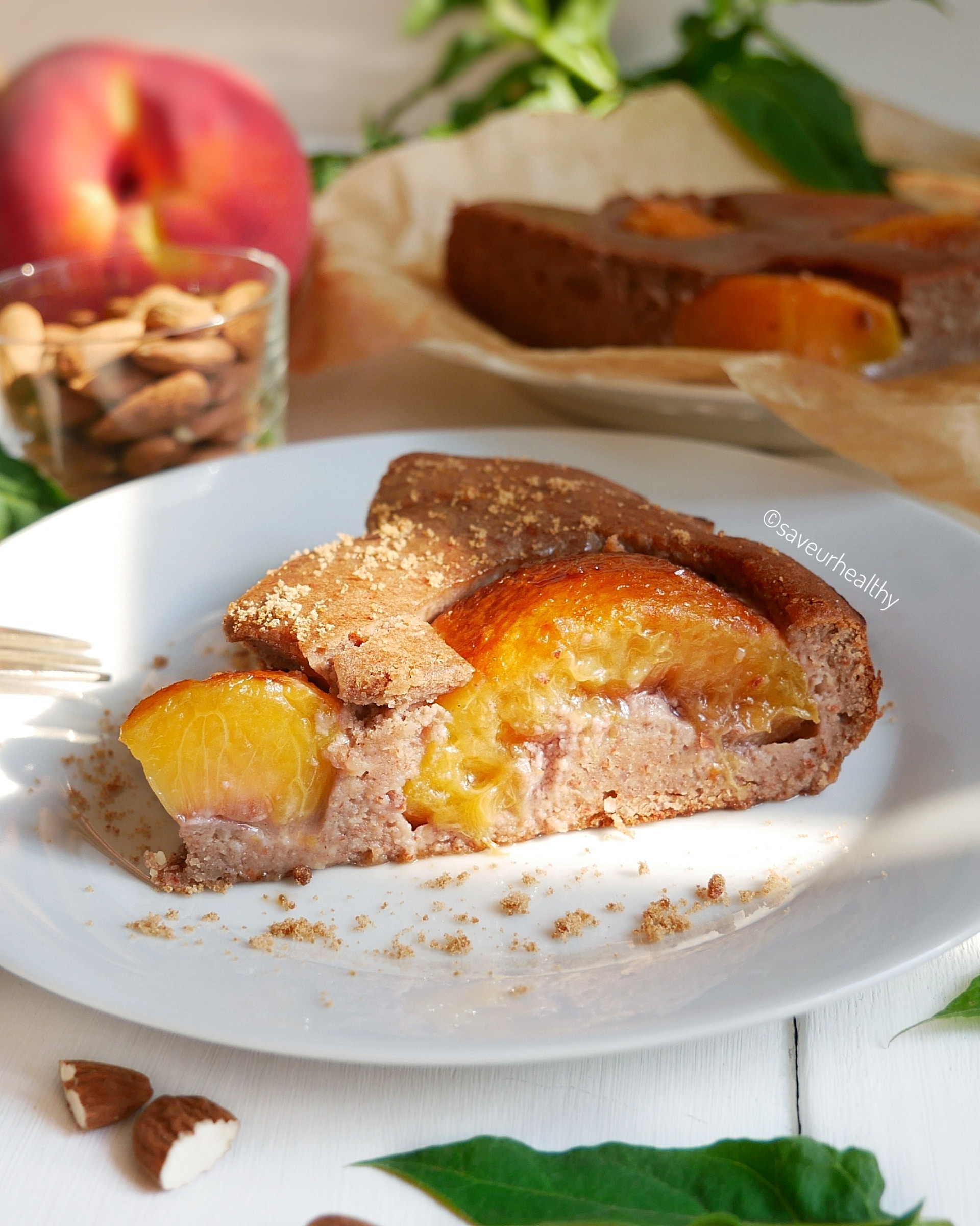 gâteau aux pêches sans gluten, sans lactose
