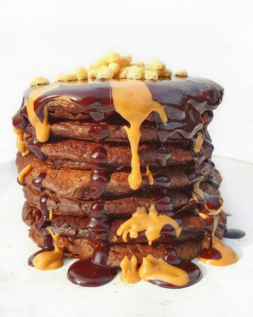 pancakes sans gluten, chocolat et fromage blanc